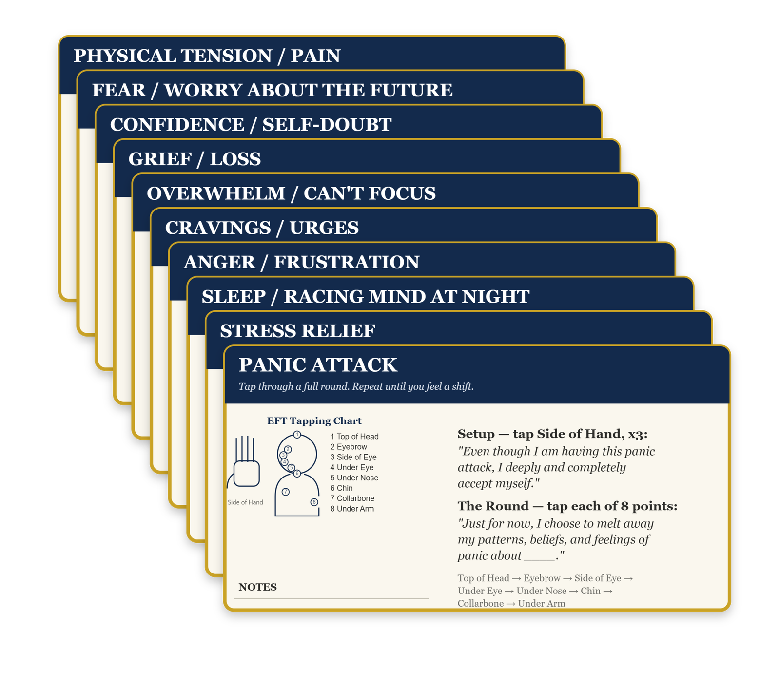 Printable Tapping Cards - Companion to Panic Attack Gone in 60 Seconds